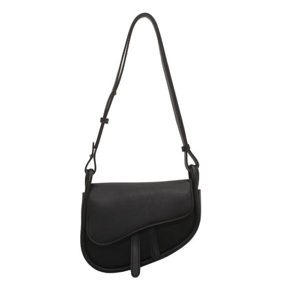 Women Casual Flap Zipper Design Solid Color PU Underarm Bag