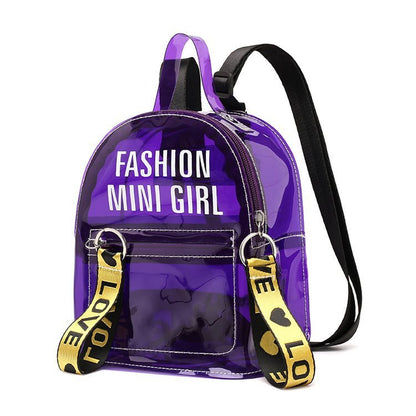 Women Fashion Jelly Letter Clear PVC Backpack