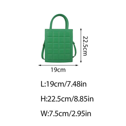 Sac à bandoulière en PU de grande capacité pour femme, motif écossais gaufré, couleur unie 