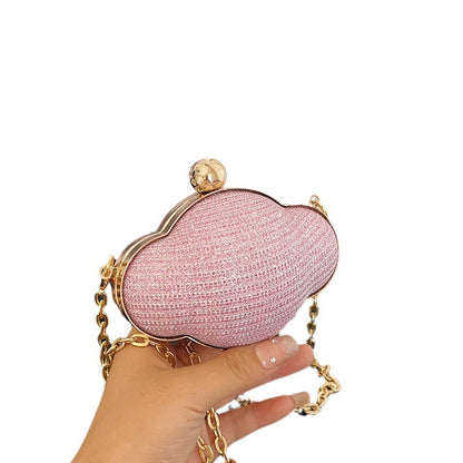 Women Fashionable Creative Solid Color Shell Chain Mini Crossbody Evening Bag