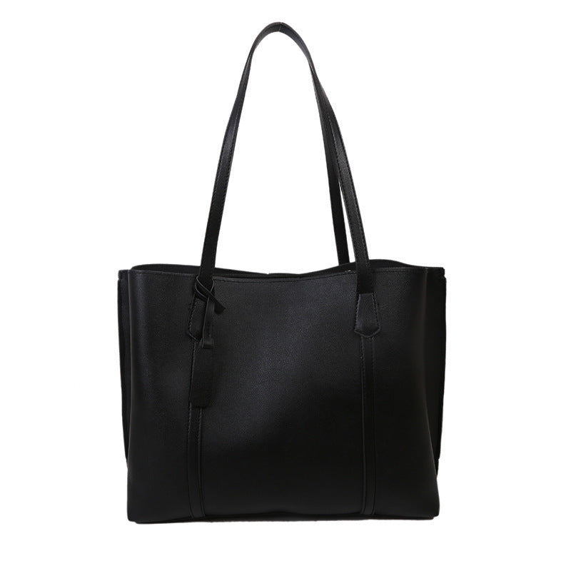 Women Fashionable Simple Solid Color Large Capacity PU Tote Bag
