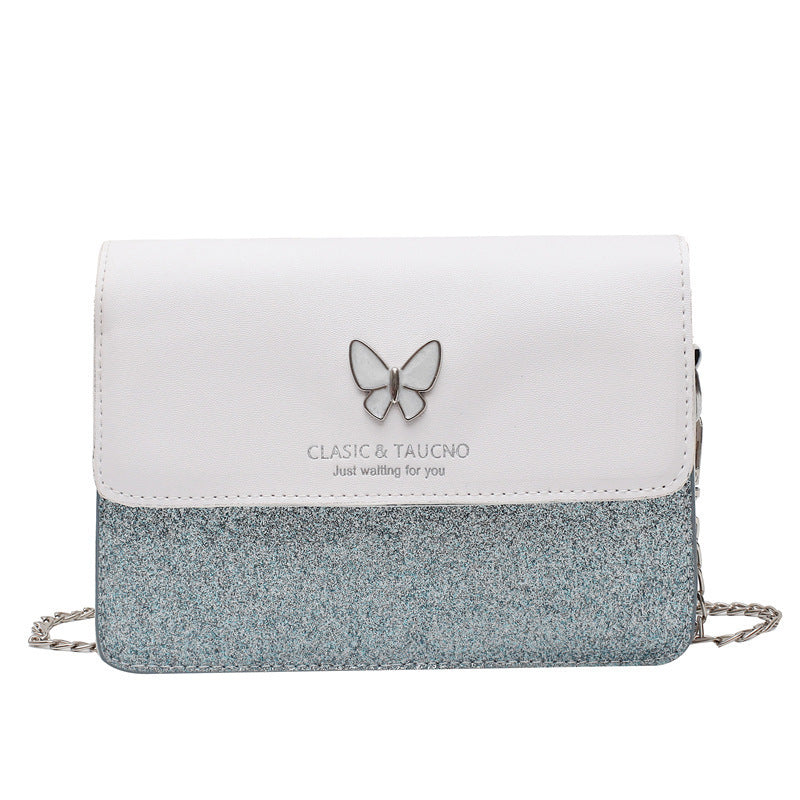 Sac à bandoulière en PU à rabat décoratif et papillon pour femme 