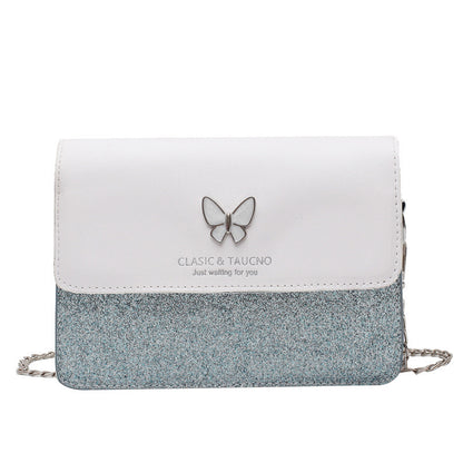 Sac à bandoulière en PU à rabat décoratif et papillon pour femme 