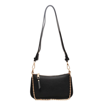 Sac à bandoulière carré à fermeture éclair et motif litchi pour femme