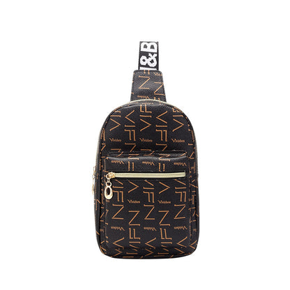 Sac à bandoulière en PU avec fermeture éclair et motif lettre tendance pour femme