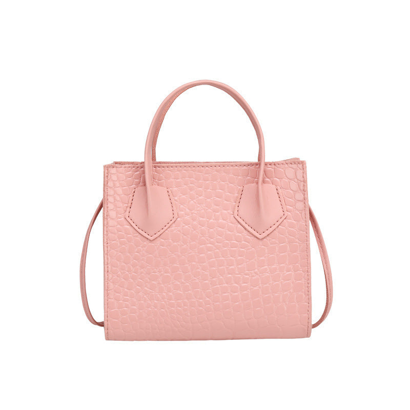 Sac à bandoulière basique en PU de couleur unie à motif crocodile pour femme 