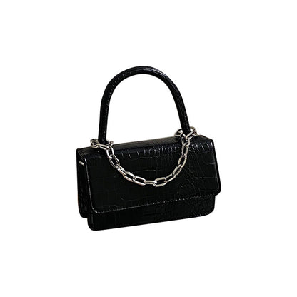 Retro Crocodile Pattern Chain Messenger Bag Personality Minimalist Hand-Held One-Shoulder Flip Small Square Bag