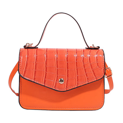 Women Fashion Solid Color Stone Pattern Flap Square Crossbody Bag