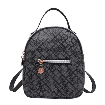 Women Fashion Plaid Pattern Zipper Mini Size School Bag Pu Backpack