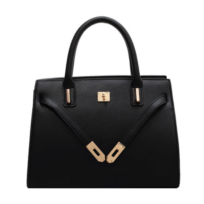 Women Fashionable Large Capacity Square PU Handle Shoulder Bag