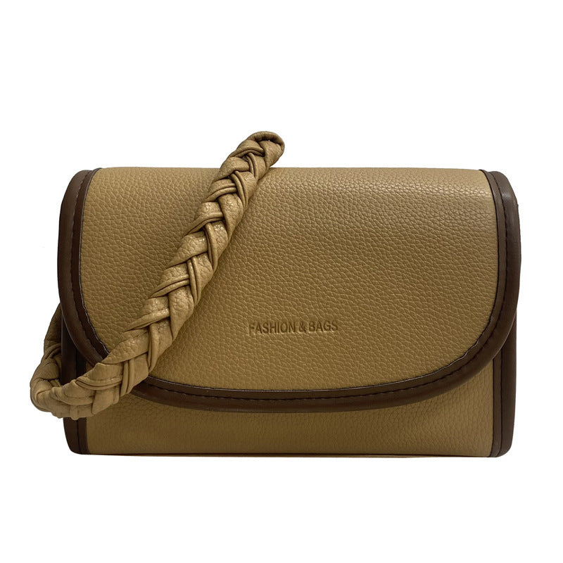 Women Simple Solid Color Block Square Flap PU Crossbody Bag