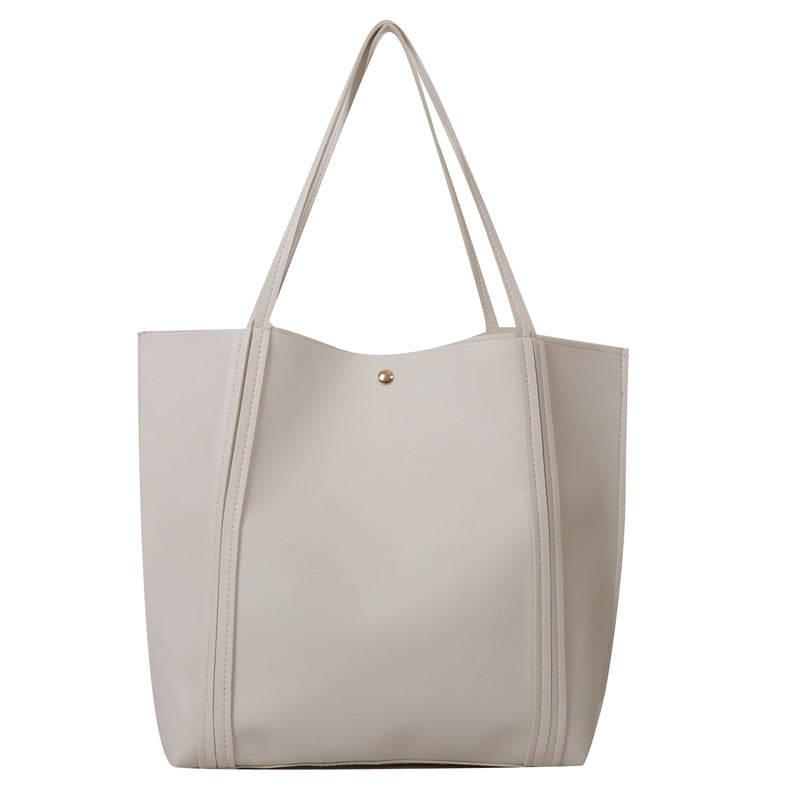 Women Fashionable Solid Color Large Capacity PU Tote Bag