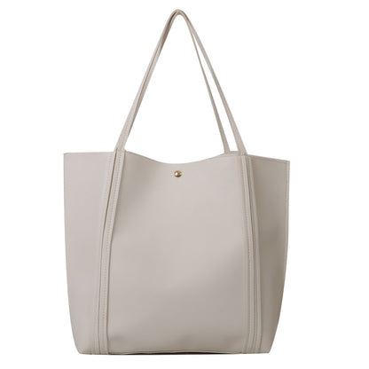 Women Fashionable Solid Color Large Capacity PU Tote Bag