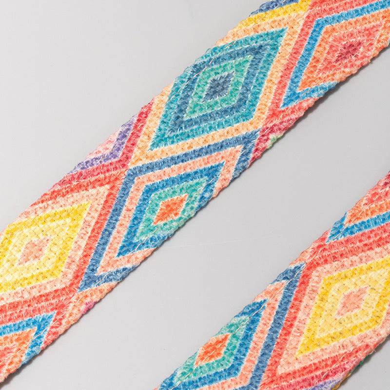 Women Bohemian Ethnic Style Jacquard Knitted Tassel Pendant Bucket Shoulder Bag