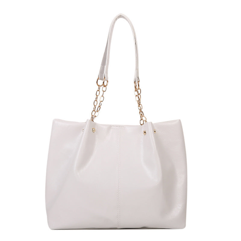 Women'S Fashion Retro Soft Leather Large Capacity Simple Solid Color Shoulder Bag