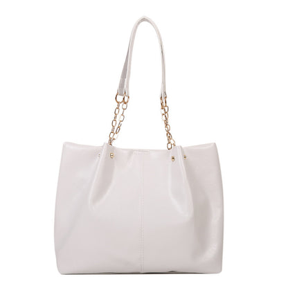 Women'S Fashion Retro Soft Leather Large Capacity Simple Solid Color Shoulder Bag