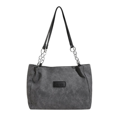 Women Simple Fashionable Large Capacity Square PU Tote Bag