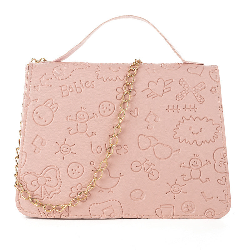 Women Fashion Heart Bow Cloud Embossed Flap Chain Square Crossbody Bag