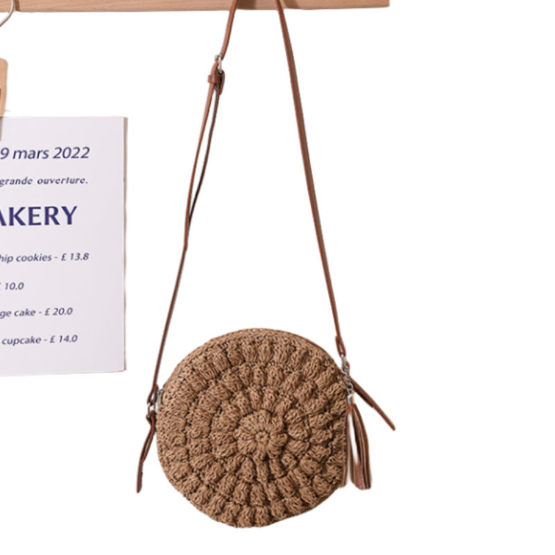 Bohemian Style Beach Holiday Round Woven Shoulder Bag