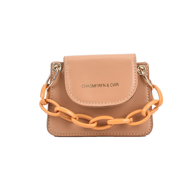 Sac à bandoulière à rabat et chaîne pour femme, décontracté, couleur unie, à la mode, été 