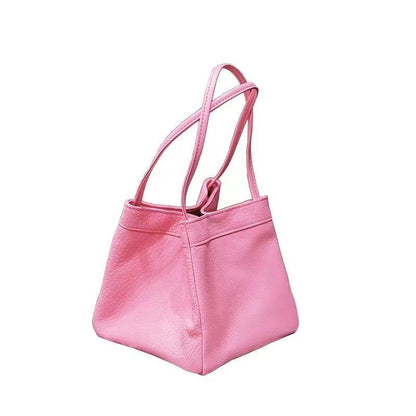 Women Fashion Casual PU Mini Solid Color Clutch Bucket Bag