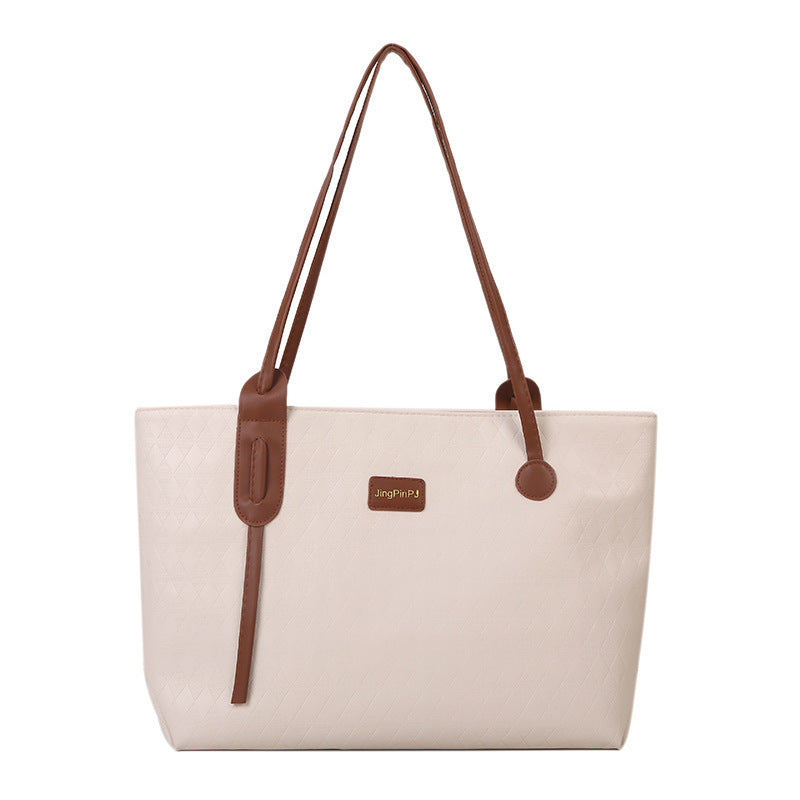 Women Fashionable Simple Solid Color Large Capacity PU Tote Bag