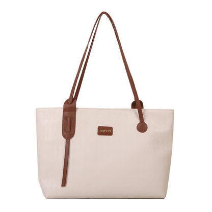 Women Fashionable Simple Solid Color Large Capacity PU Tote Bag