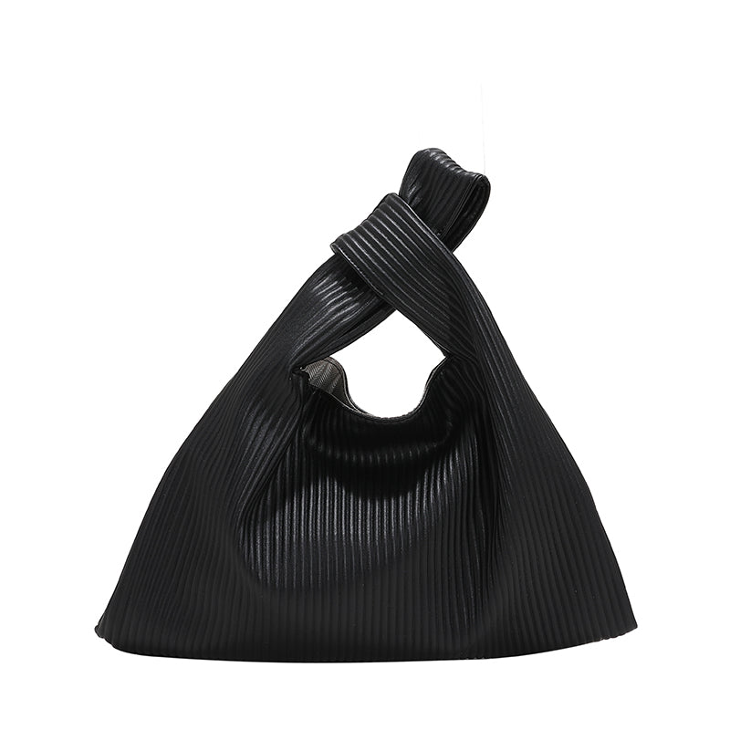 Women Creative Crease Design Solid Color Large Capacity PU Handle Bag
