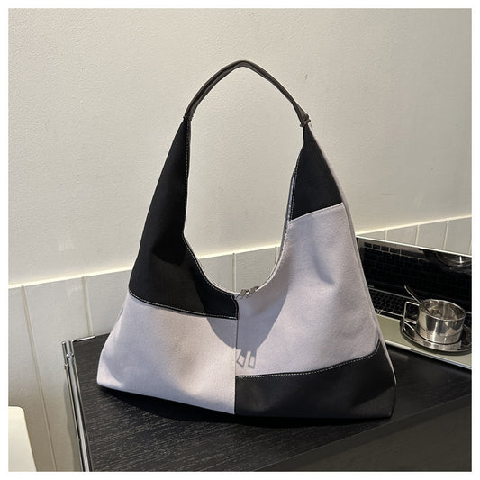 Sac à bandoulière en toile patchwork à blocs de couleurs pour femme 