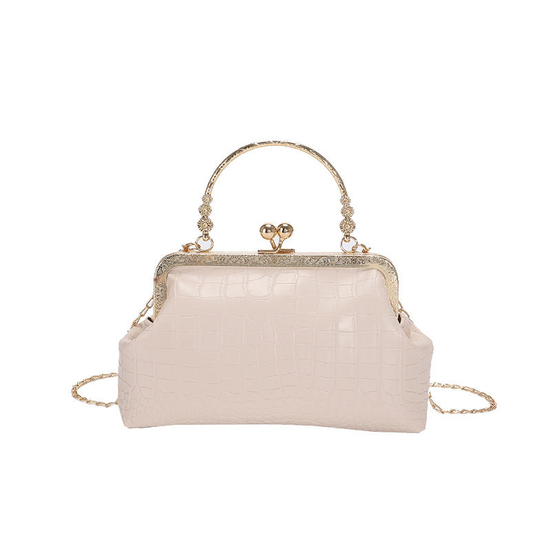 Women Fashion Antique Clip Bag Retro Chain Shoulder Bag