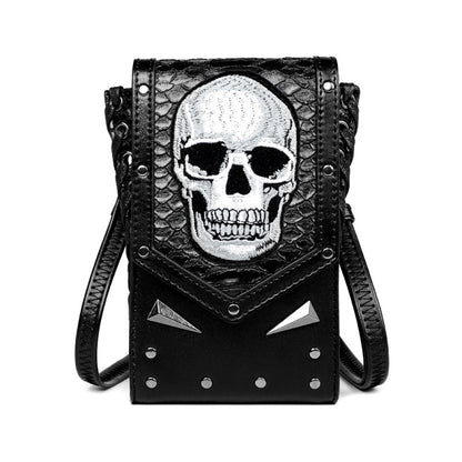 Sac banane tendance en PU avec rivets et tête de mort pour femme 