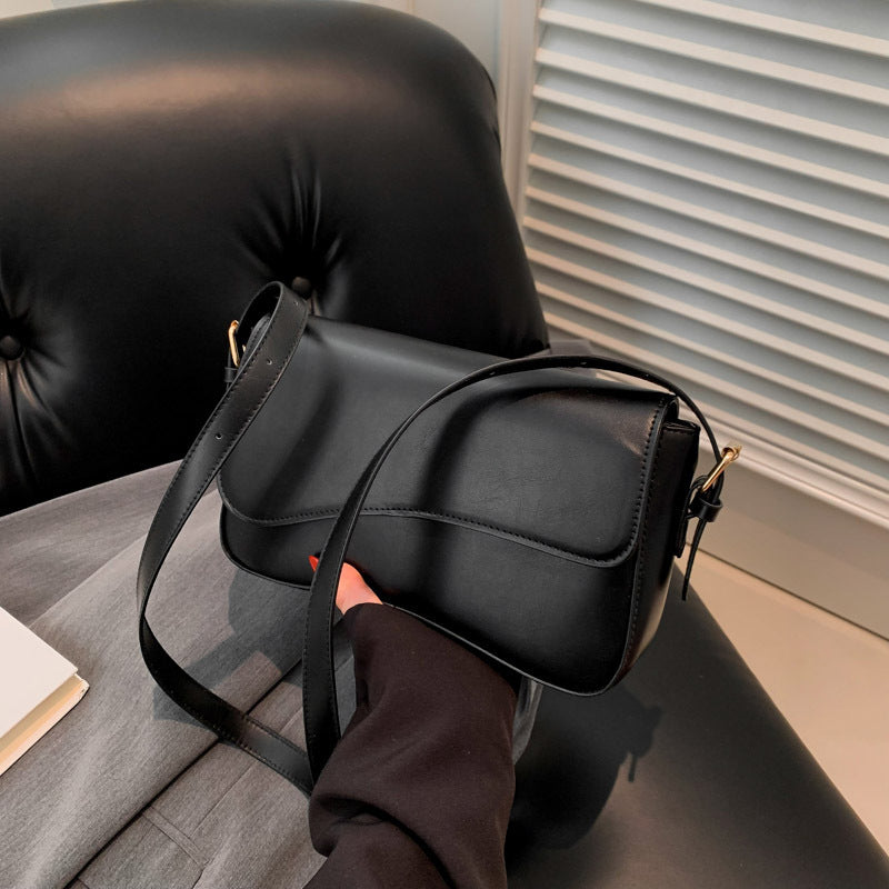 Sac à bandoulière carré à rabat en PU pour femme, couleur unie, tendance 