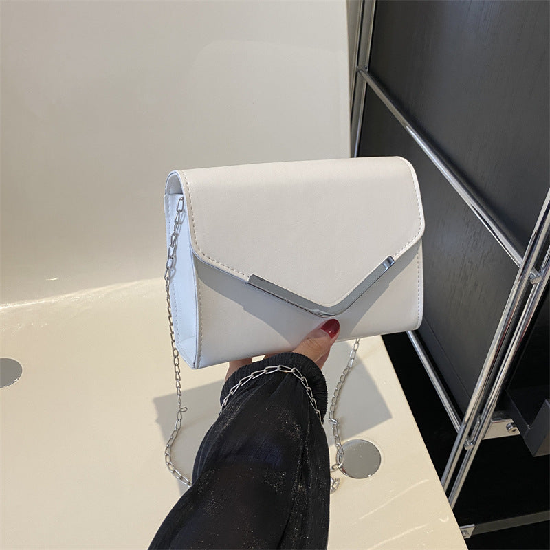 Women Fashion Solid Color Flip Square Chain Crossbody Bag