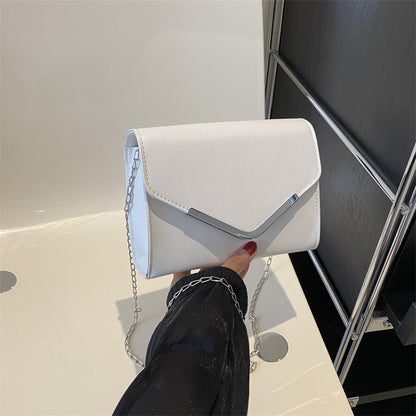 Women Fashion Solid Color Flip Square Chain Crossbody Bag