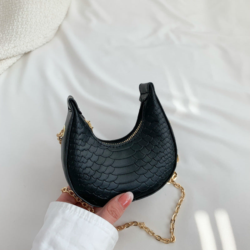 Mini sac bandoulière décontracté à chaîne et fermeture éclair en forme de boulette pour femme, couleur unie 