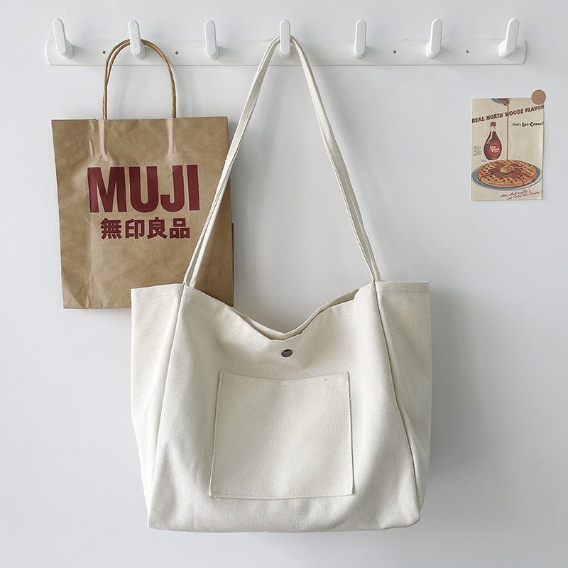 Fashion Women Large-Capacity Portable Tote Bag Simple College Student Canvas Shopping Bag