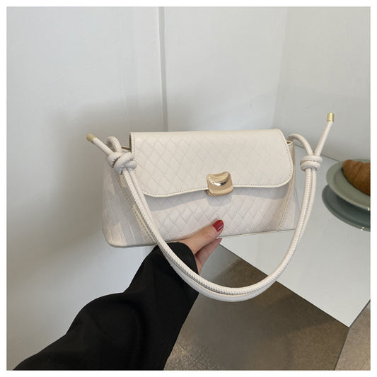 Sac à bandoulière en PU à rabat rhomboïde de couleur unie pour femme 