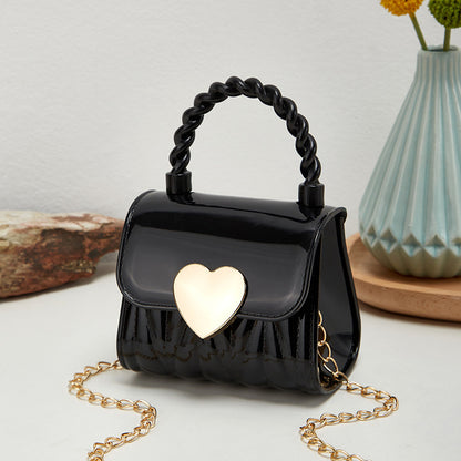 Mini sac messager tendance couleur unie avec cadenas pour femme 