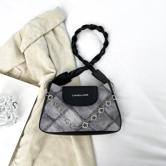 Sac à bandoulière carré à imprimé rhombique simple et tendance pour femme 