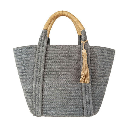 Holiday Beach Simple Fashion Cotton Rope Woven Straw Handbag