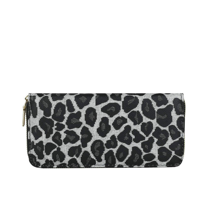 Women Fashion Linen Check Pattern Long Coin Purse