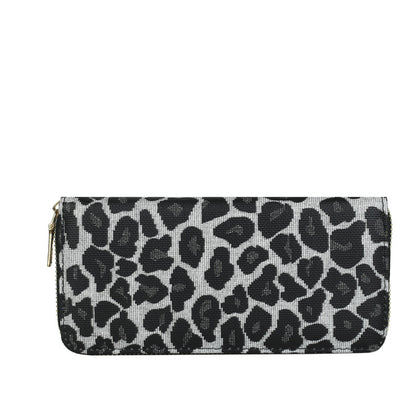 Women Fashion Linen Check Pattern Long Coin Purse