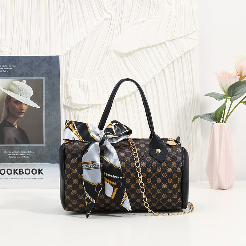 Sac à bandoulière vintage à chaîne imprimée de grande capacité