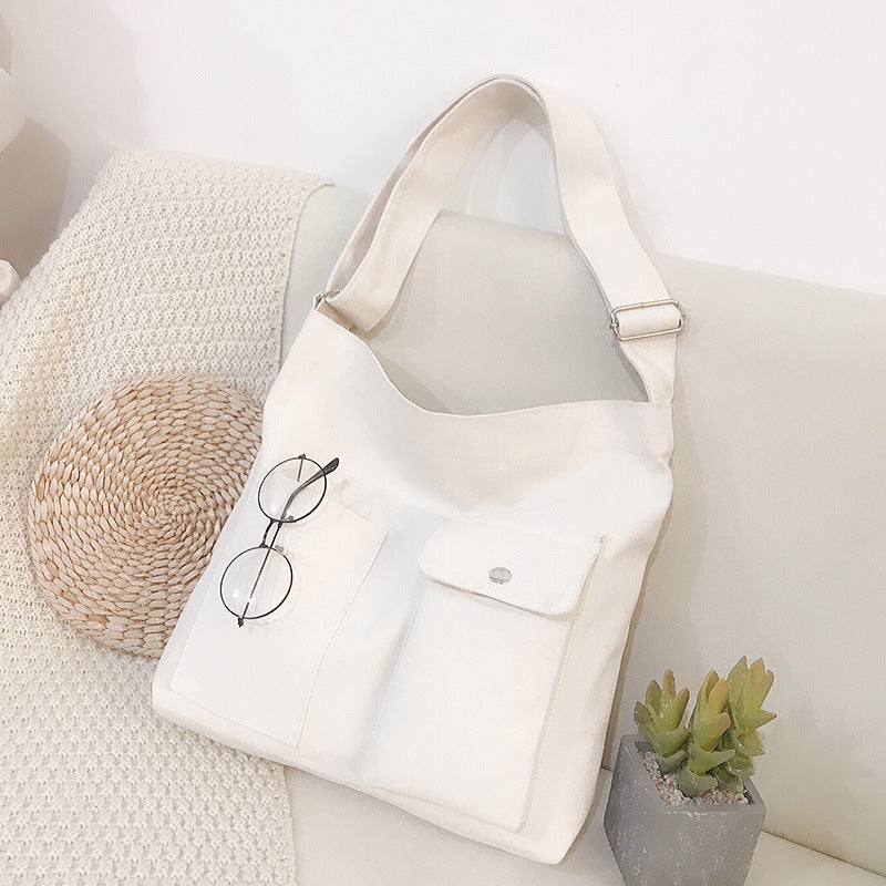 Women Simple Casual Canvas Student Tote Shopping Bag