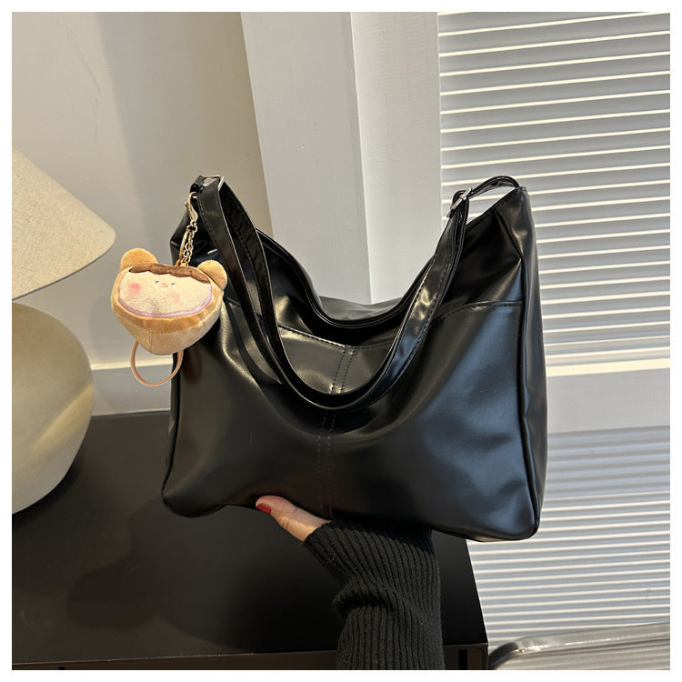 Women Fashionable Simple Solid Color Large Capacity PU Tote Bag