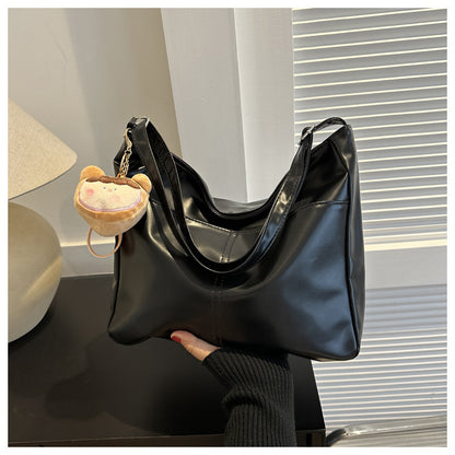 Women Fashionable Simple Solid Color Large Capacity PU Tote Bag