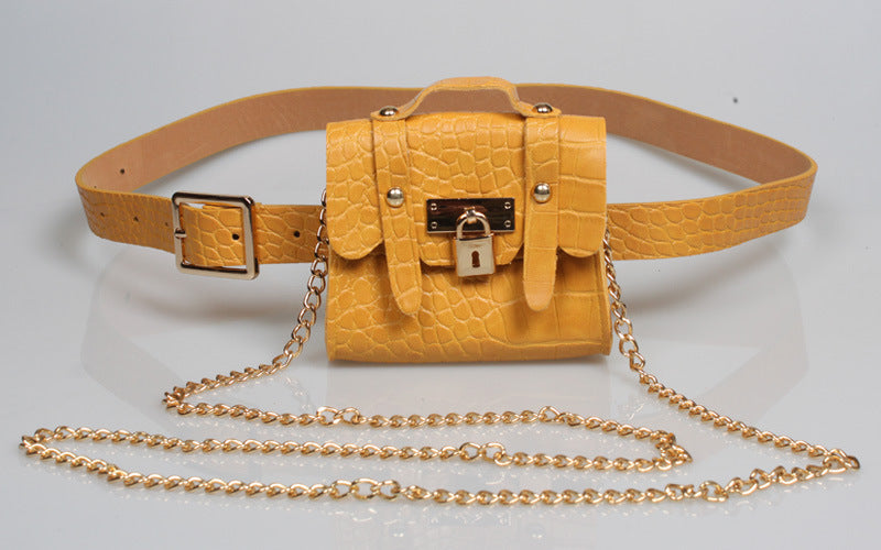 Women Fashion Waist Bag Belt Metal Chain Vintage Belt Bag