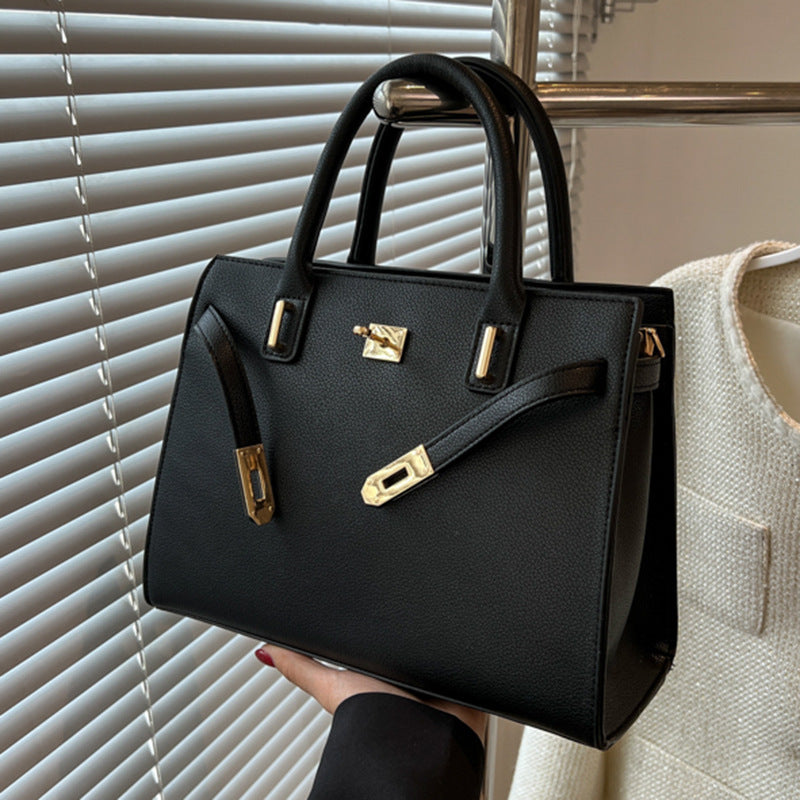 Women Fashionable Large Capacity Square PU Handle Shoulder Bag