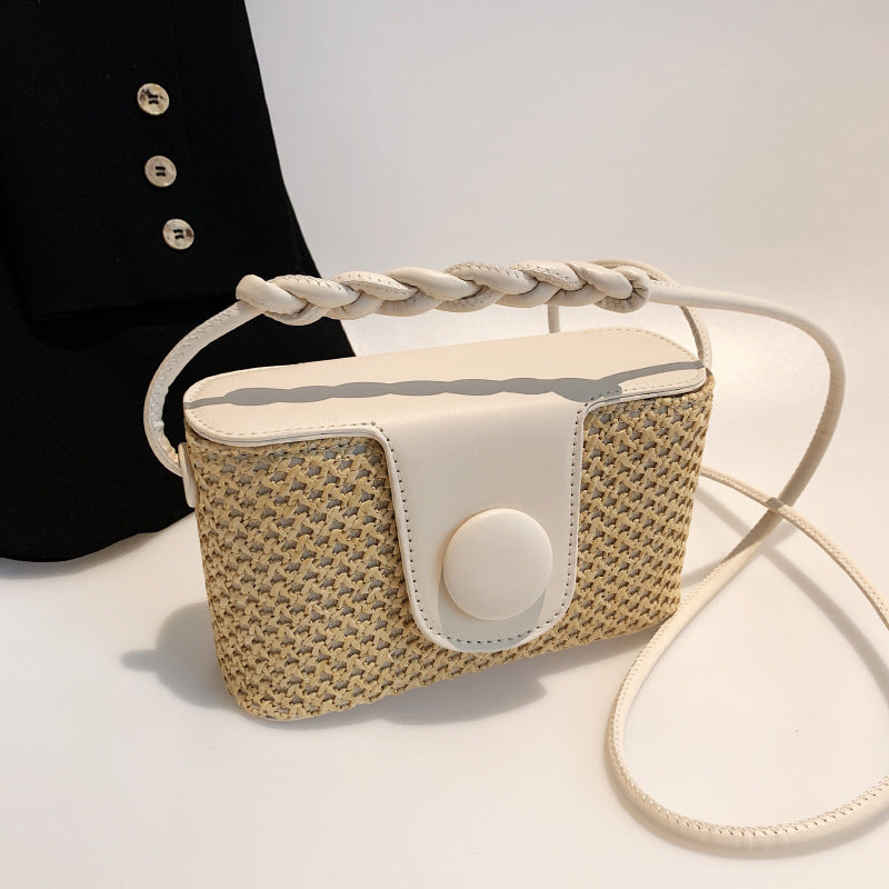 Sac simple en paille pour femme, style vacances à la plage 