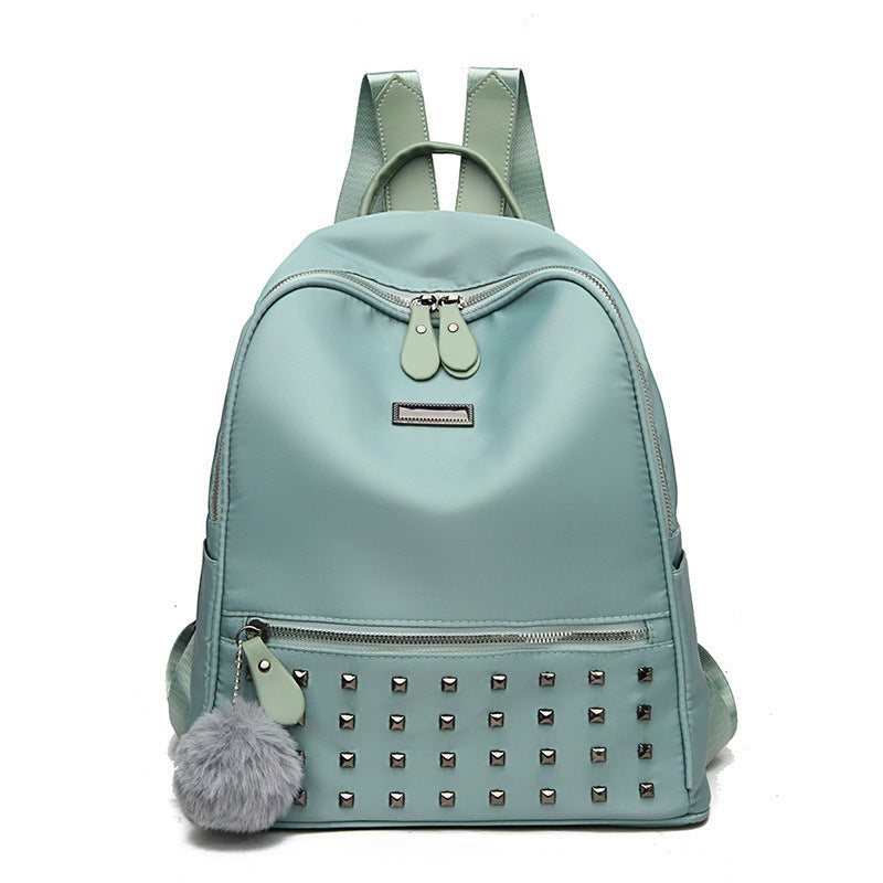 Women Fashion Rivet Soft Wax Leather Backpack